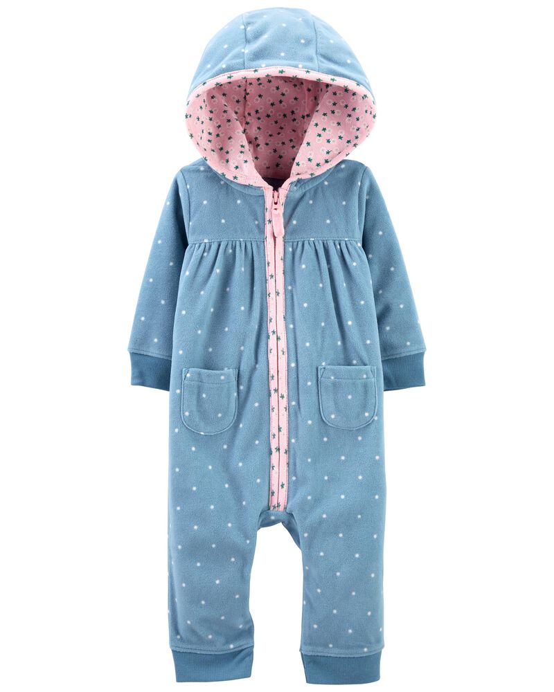 Baby Blue Fox ZipUp Fleece Jumpsuit