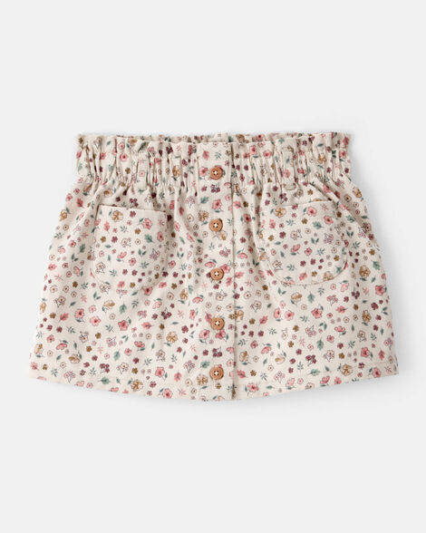 toddler girl floral print cotton skirt - ivory