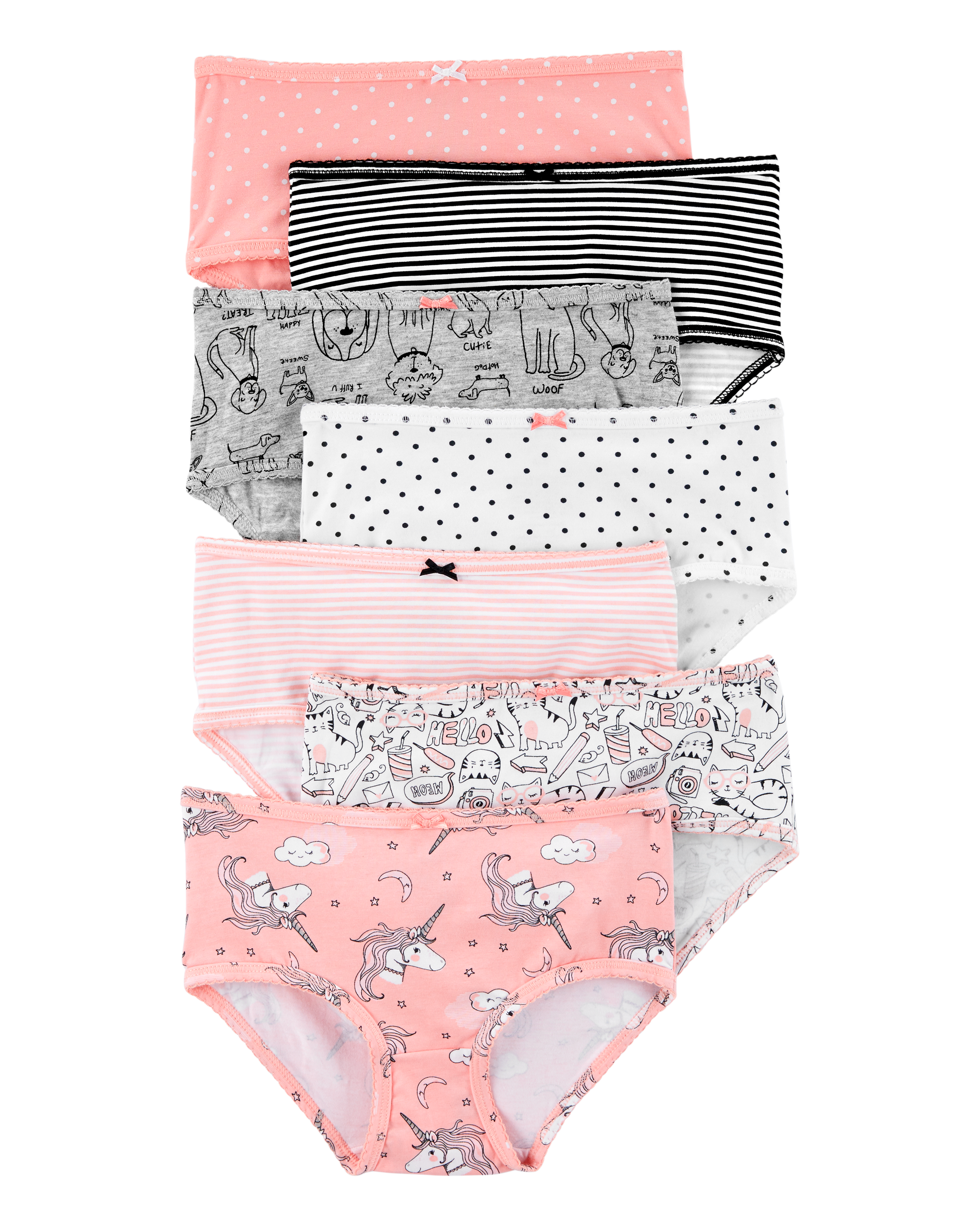Kid 7-Pack Unicorn Print Brief Stretch Cotton Underwear