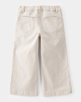 Product image 2 of Toddler Embroidered Stretch Denim Wide Leg Jeans - Cream