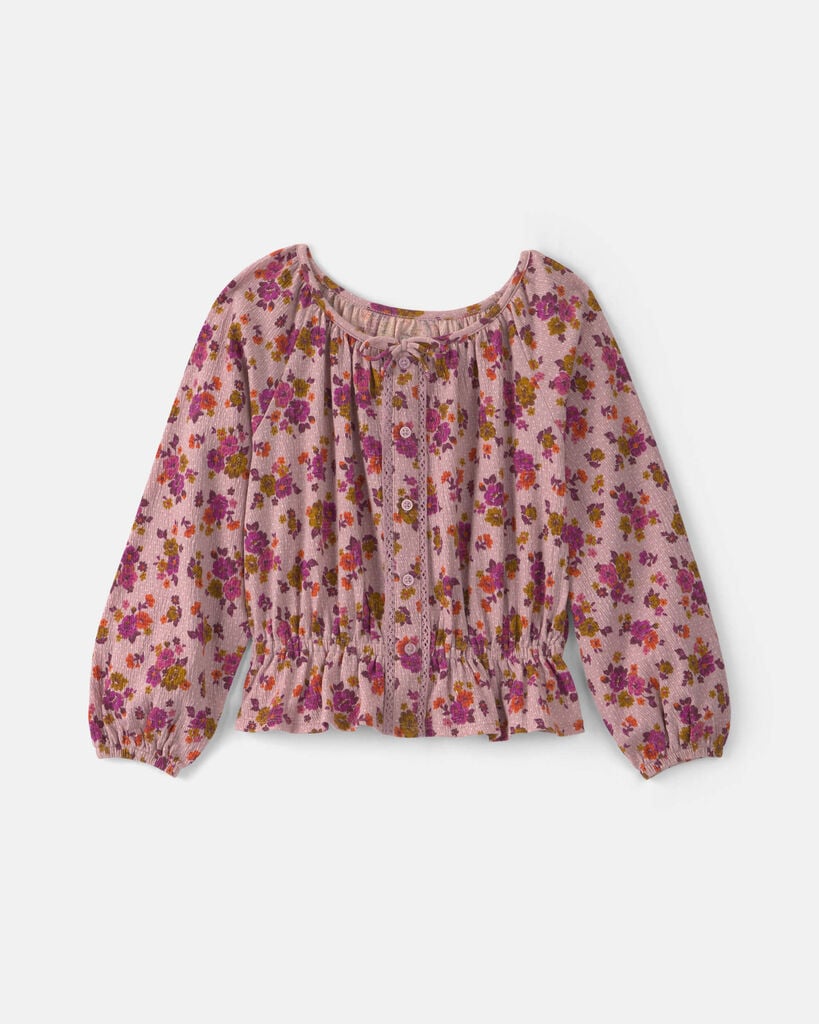 OshKosh B'gosh Girls Floral Long-Sleeve Top 10 Purple/Pink/Green