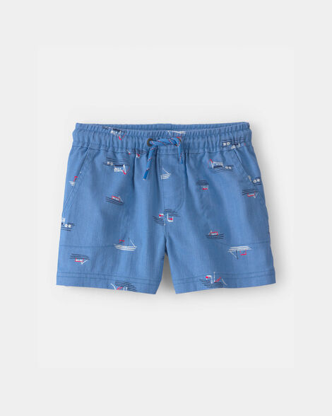 toddler boy sailboat twill shorts - blue