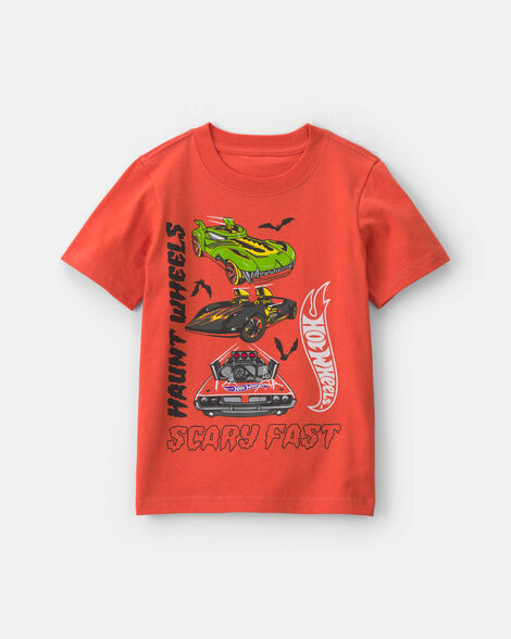toddler boy 'haunt wheels' car halloween graphic tee - orange