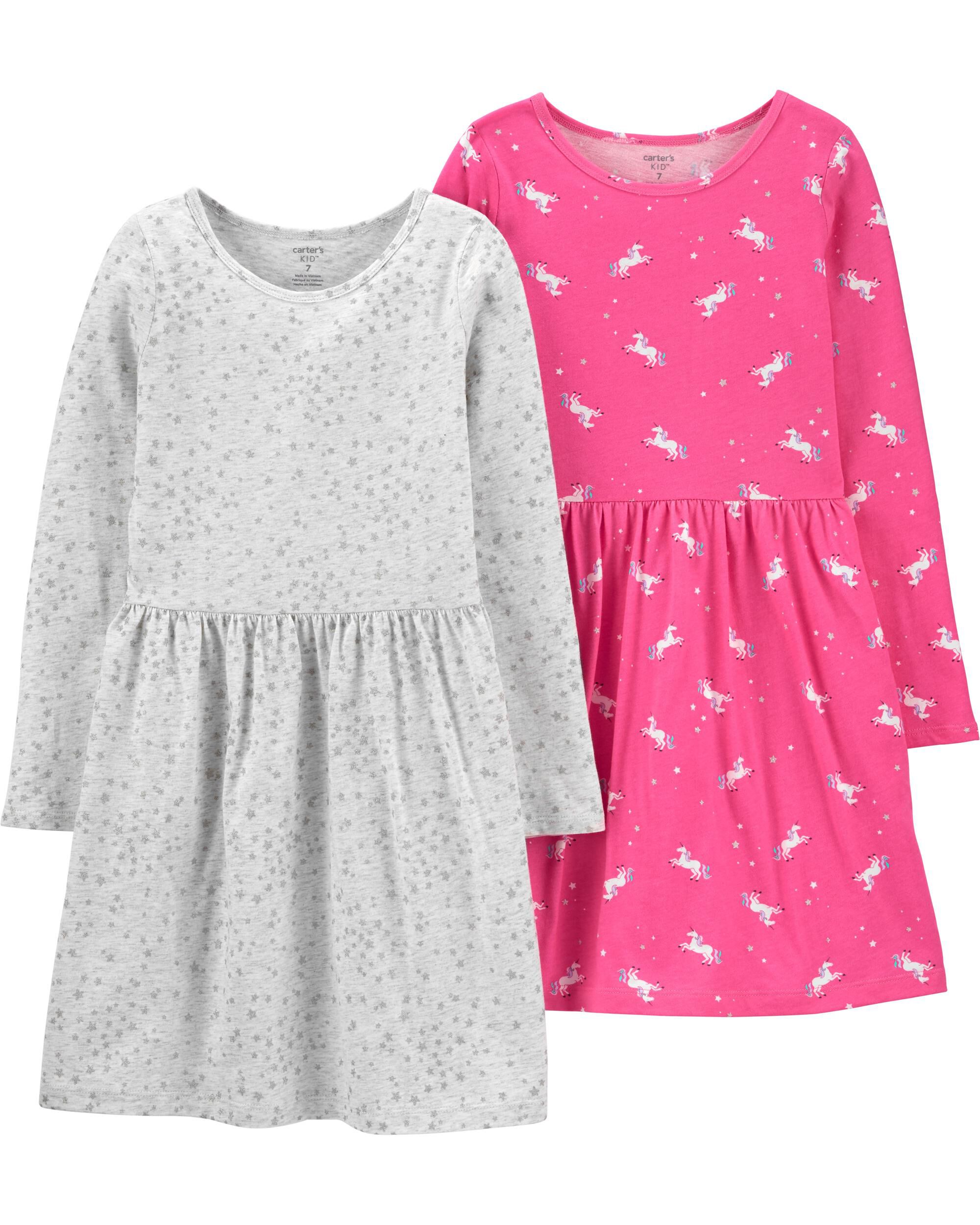 *CLEARANCE* 2-Pack Unicorns & Stars Jersey Dresses