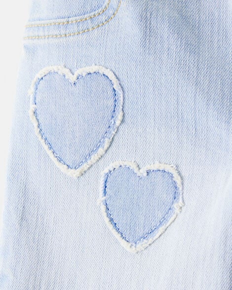 Toddler  Heart Embroidered Iconic Denim Wide Leg Jeans - Cowboy Wash