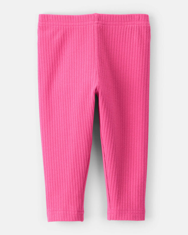 Product image 2 of Baby Girl Cotton Solid Stretch Leggings - Pink