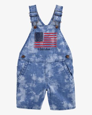 Product image 1 of Toddler Flag Print Tie Dye Shortalls - Blue