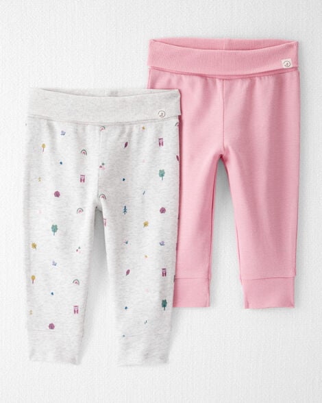 Baby Girl 2-Pack Organic Cotton Grow-With-Me Joggers