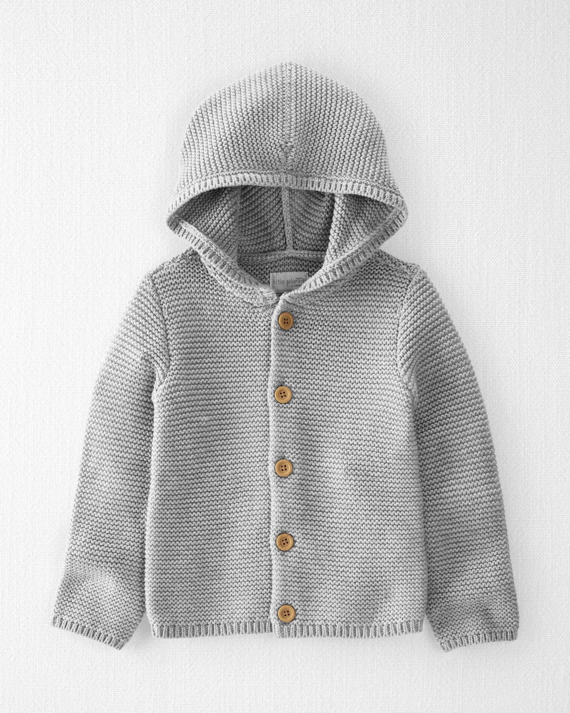 Toddler Organic Signature Stitch Cardigan in Gray