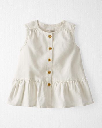 Toddler Button-Front Ruffle Top Made with LENZING™ ECOVERO™ and Linen