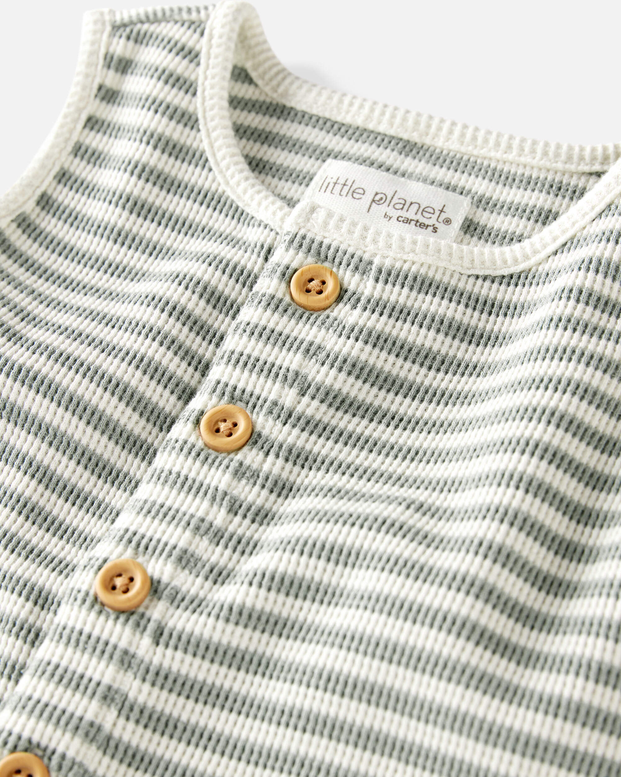 Baby Organic Cotton Waffle Knit Romper in Stripes