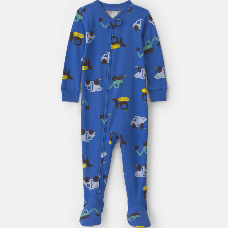 Baby Boy 1-Piece Construction 2-Way Zip 100% Cotton Snug Fit Footed Pajama - Blue