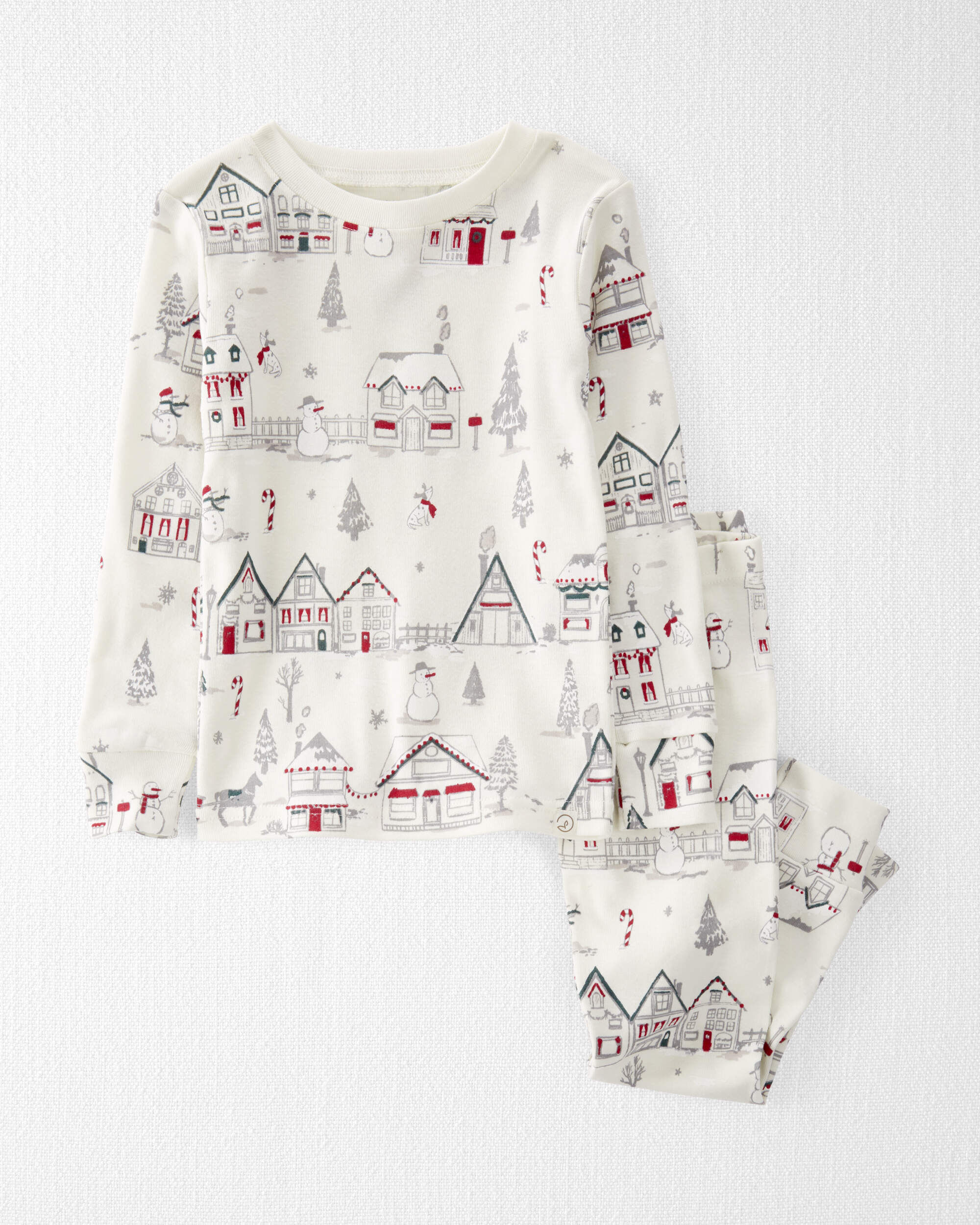 Toddler Organic Cotton Pajamas Set Winter Village Print