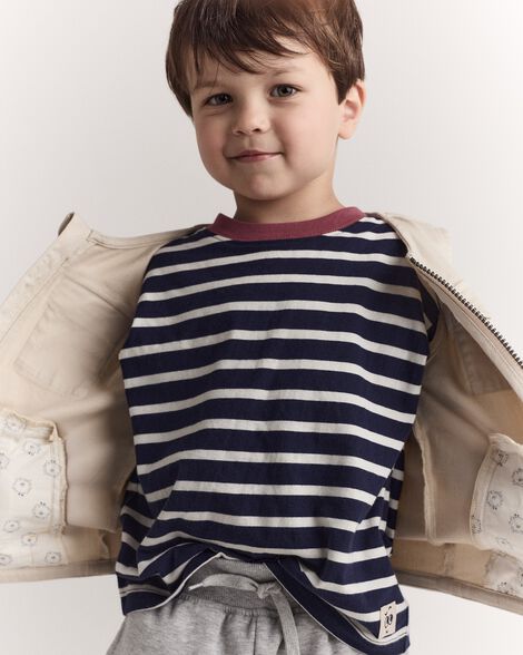 Toddler Striped Short-Sleeve Relaxed Subway Tee - Navy