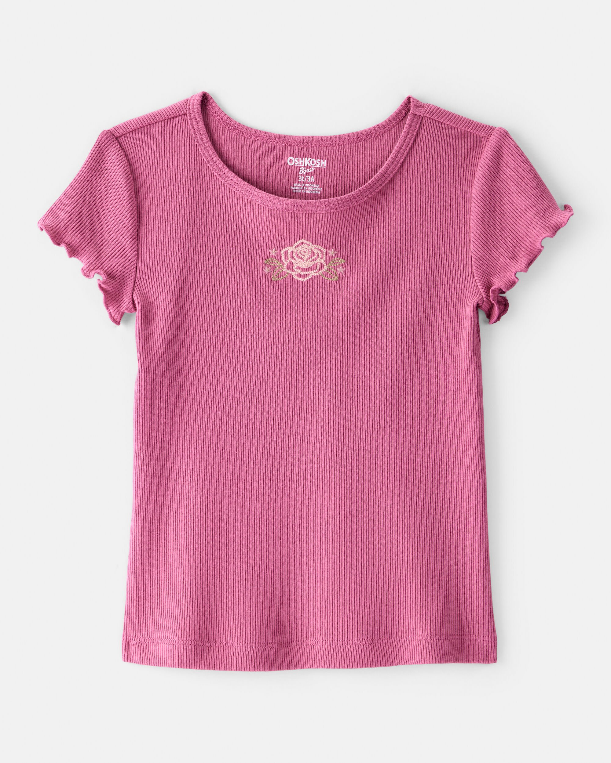 Toddler Girl Flower Cotton Short-Sleeve Top - Pink