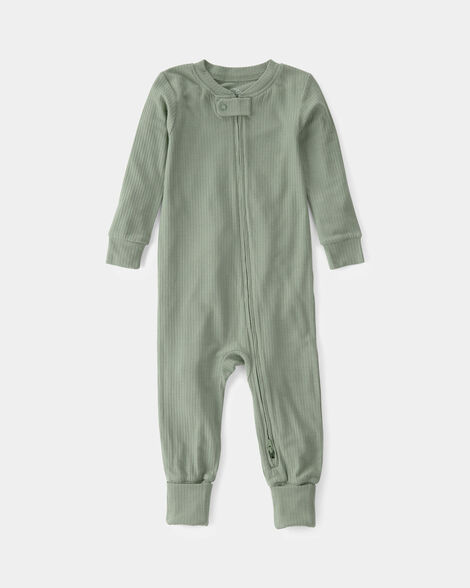 baby purelysoft 2-way zip 1-piece pajama - green