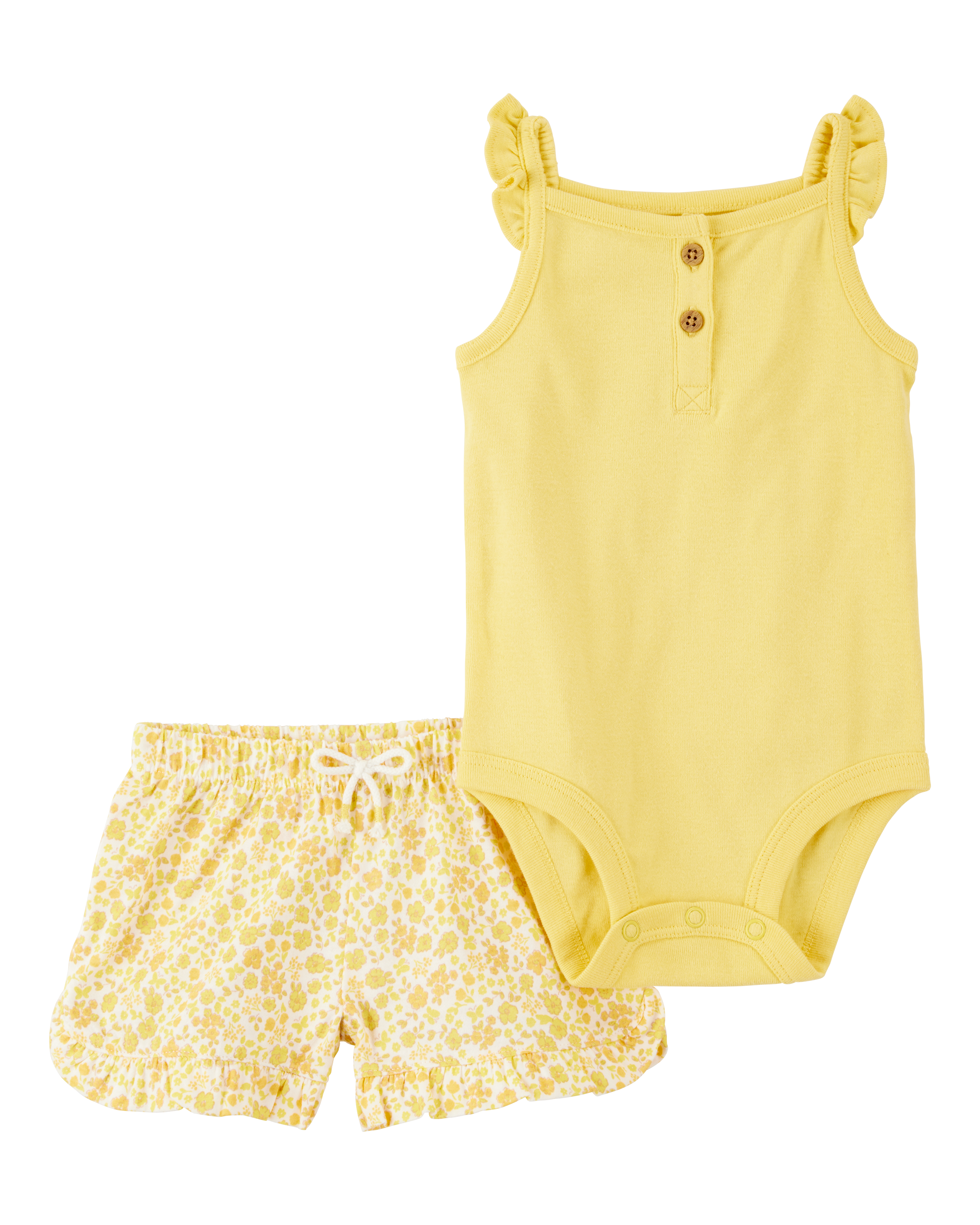 Baby 2-Piece Tank Bodysuit & Short Set - Yellow