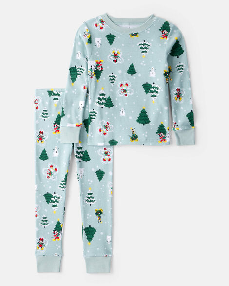 toddler disney© mickey mouse 100% cotton long-sleeve snug fit 2-piece pajamas - blue