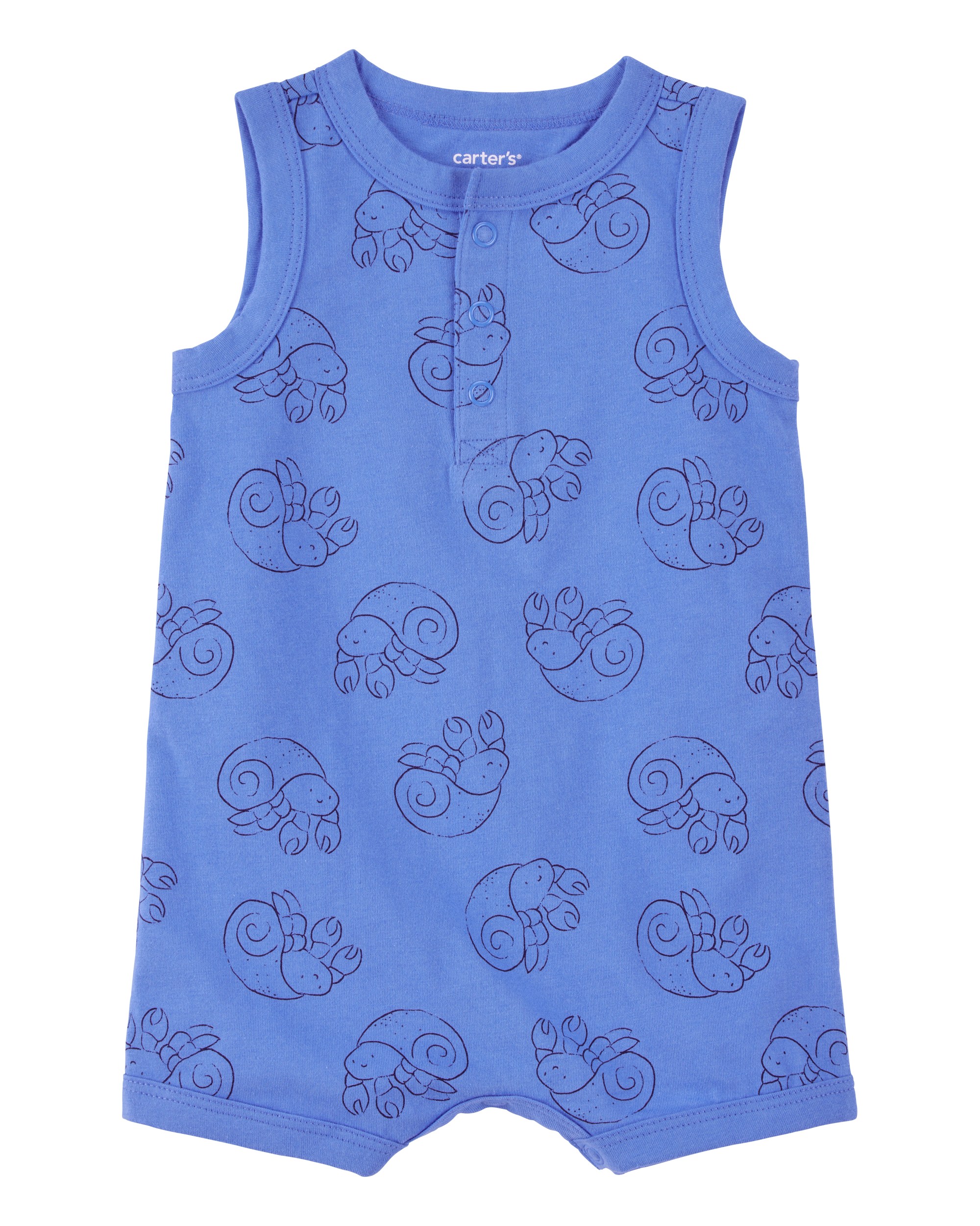 Baby Boy Hermit Crab Cotton Romper - Blue