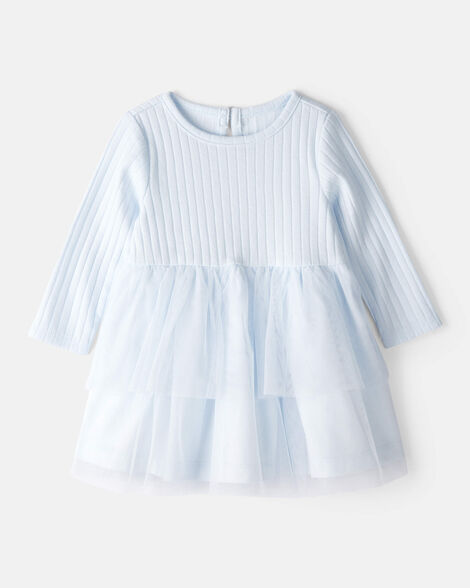 baby girl tulle long-sleeve dress - blue