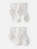 Cream - Baby 4-Pack Foldover Chenille  Booties, Selected