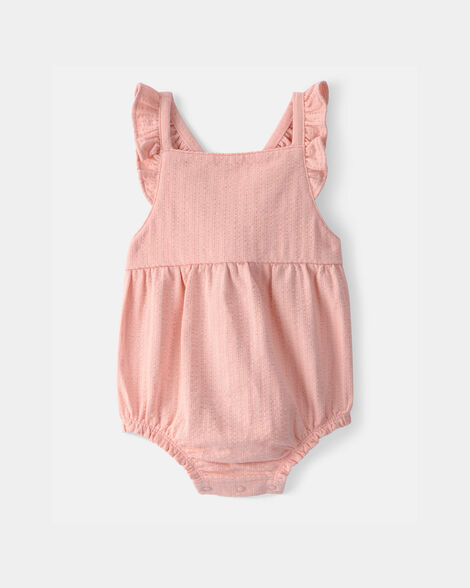 baby girl sleeveless bubble romper - pink
