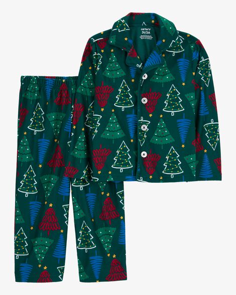  Product image 1 of Toddler 2-Piece Christmas Tree Fleece Coat Style Pajamas