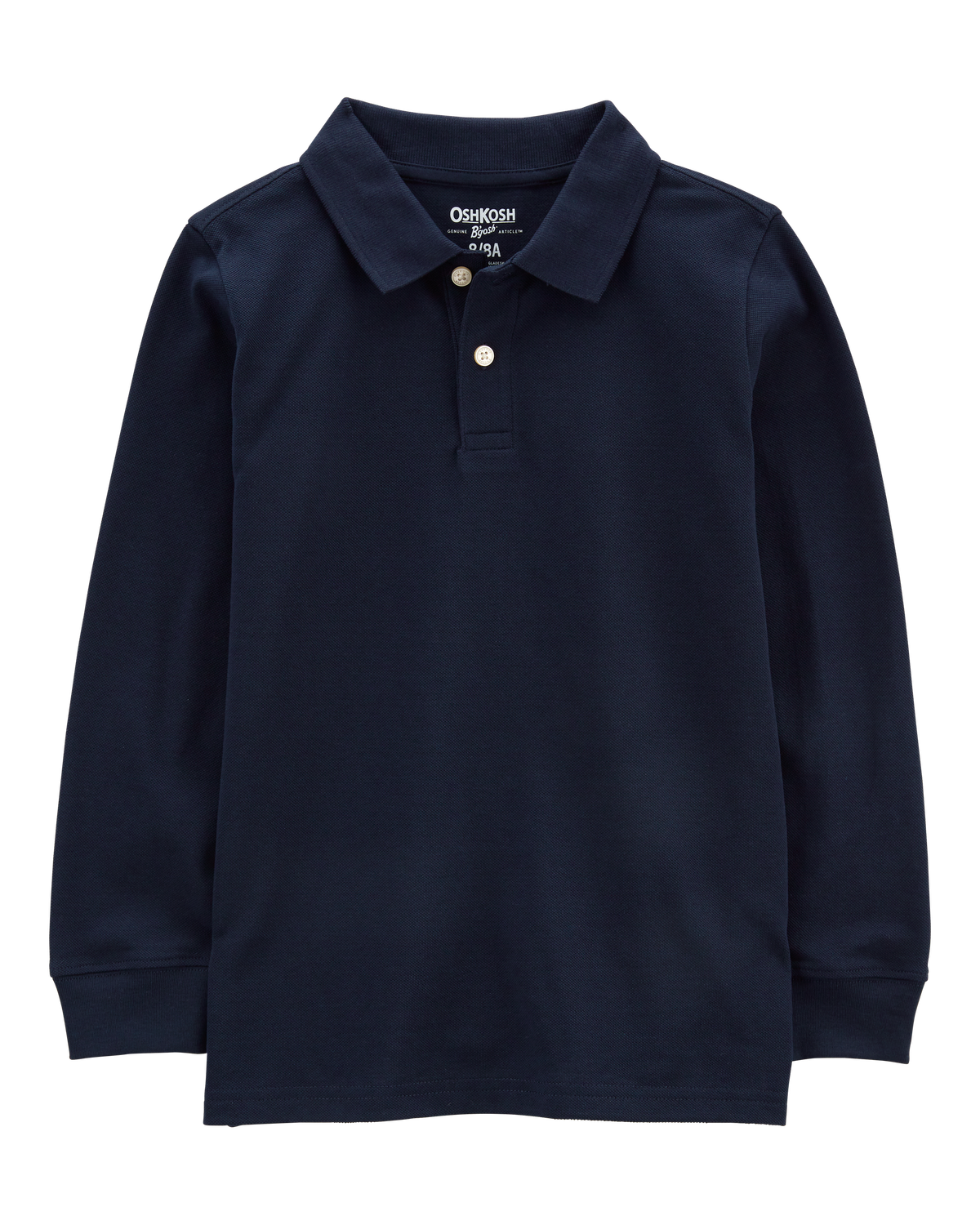 Kid Navy Long-Sleeve Piqué Polo Shirt - OshKosh | Carter's