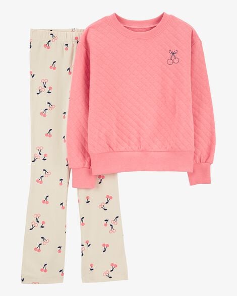 Product image 1 of Kid 2-Piece Cherry Doubleknit Pullover & Flare Legging Set