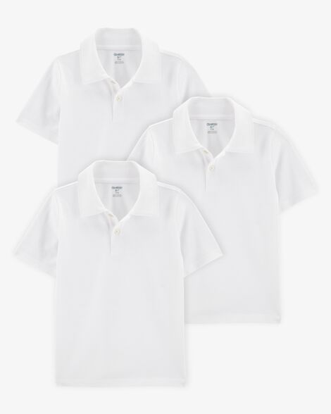 Product image 1 of Kid 3-Pack Pique Uniform Polo Shirts - White
