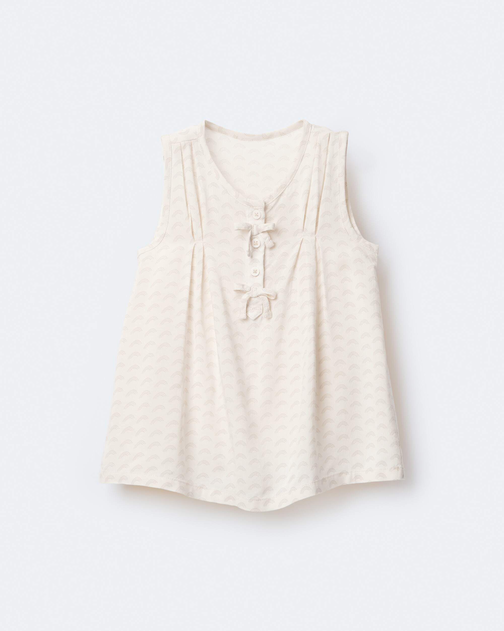 Toddler Girl Sleeveless Bow Top Rainbow Print - Cream