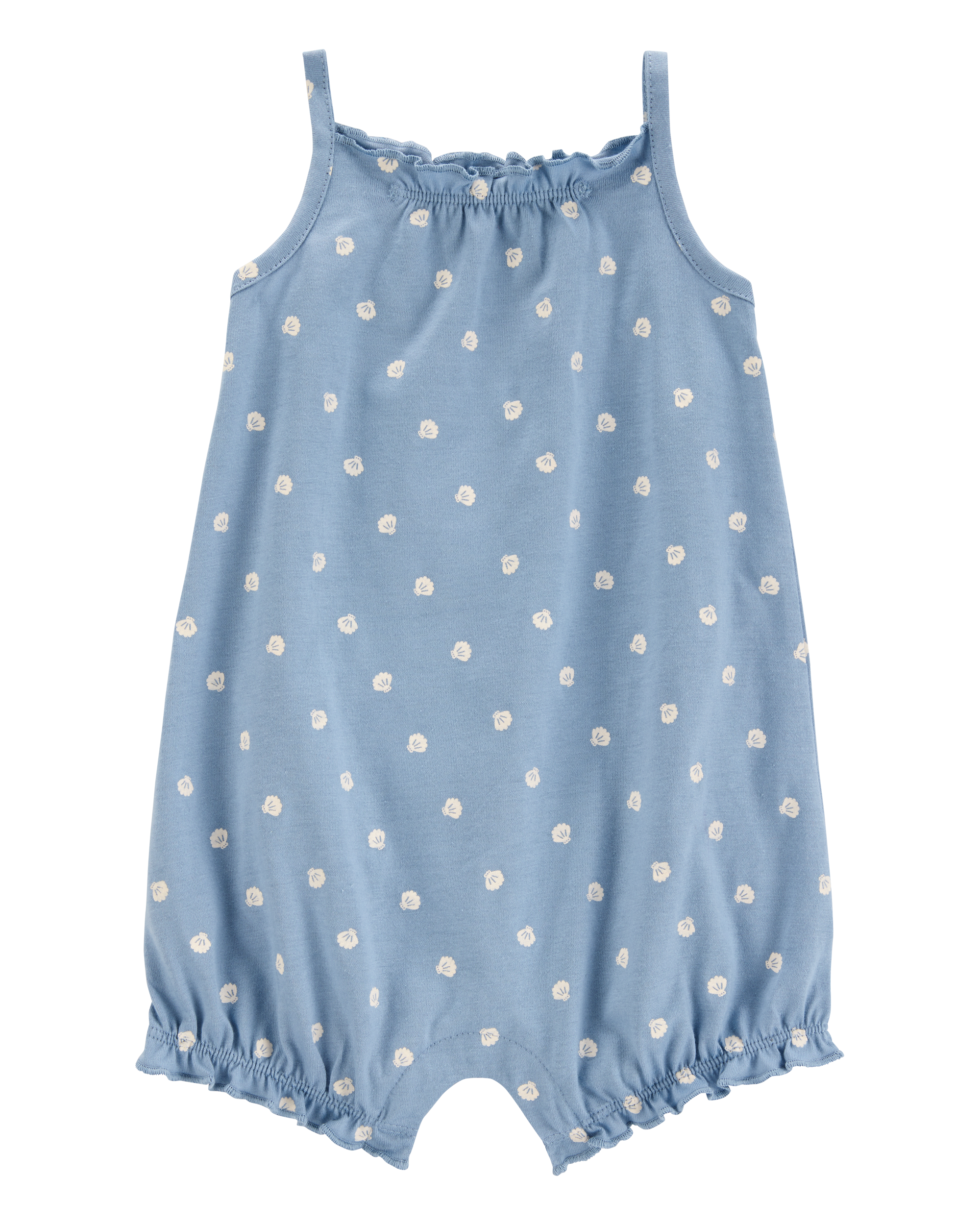 Baby Girl Shell Cotton Romper - Blue