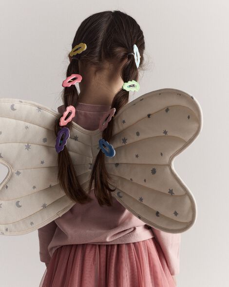 Toddler Girl Celestial Dress Up Wings - Cream/Silver