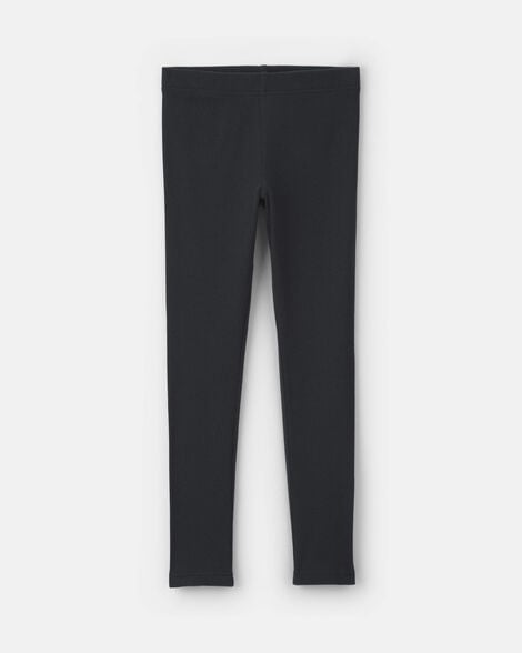 girls pull-on stretch rib leggings - black