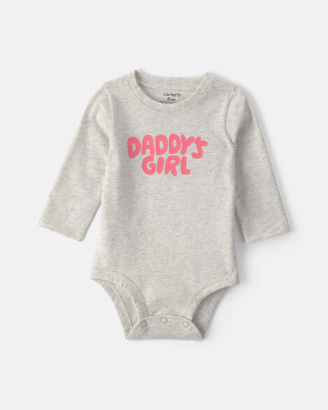 baby girl 'daddys girl' long-sleeve graphic bodysuit - grey