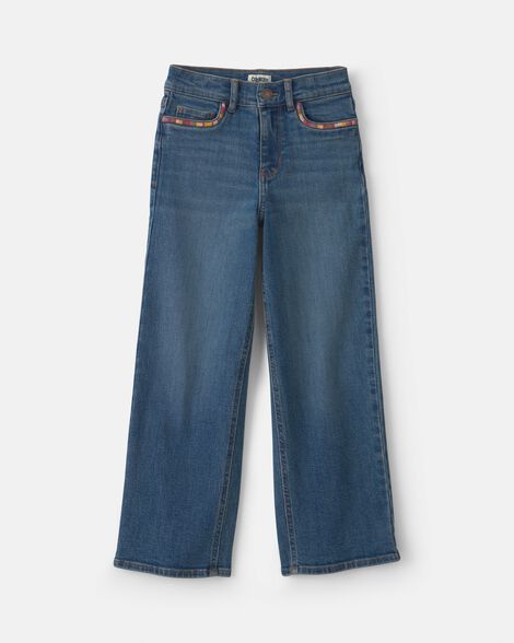Girls Denim Wide-Leg Jeans - Medium Wash
