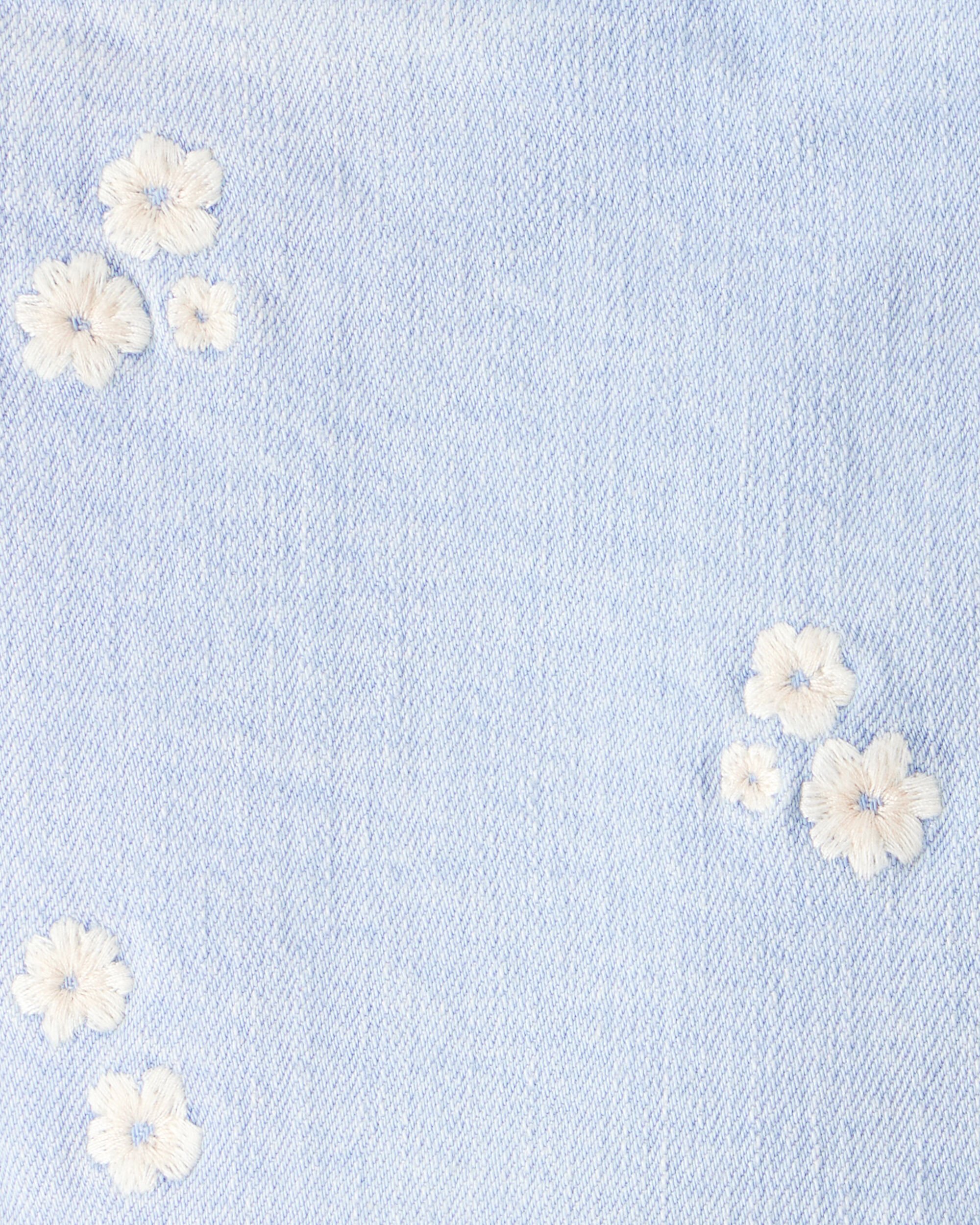 Baby Girl Embroidered Denim Skort - Blue