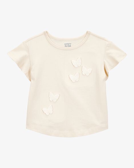  Product image 3 of Toddler 2-Piece Butterfly Short-Sleeve Top & Crochet Skort Set - Pink/Ivory