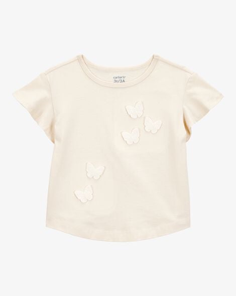 Product image 3 of Toddler 2-Piece Butterfly Short-Sleeve Top & Crochet Skort Set - Pink/Ivory