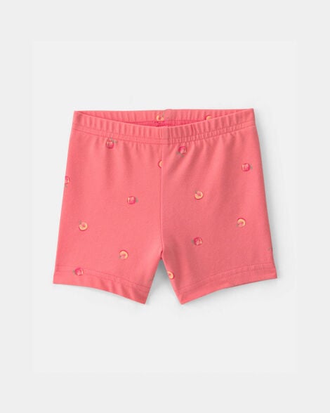 baby girl peach bike shorts - coral