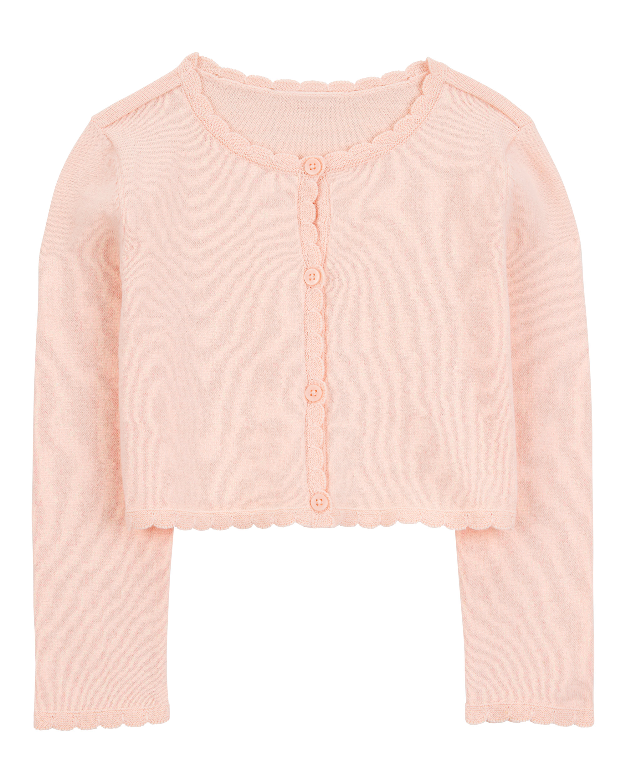 Toddler Girl Scalloped Trim Cardigan Sweater - Pink