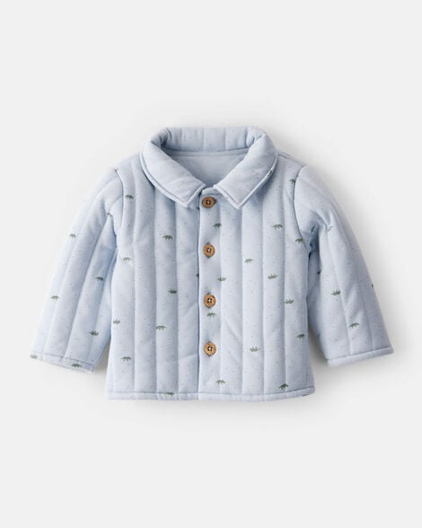 baby boy dinosaur quilted cardigan - blue