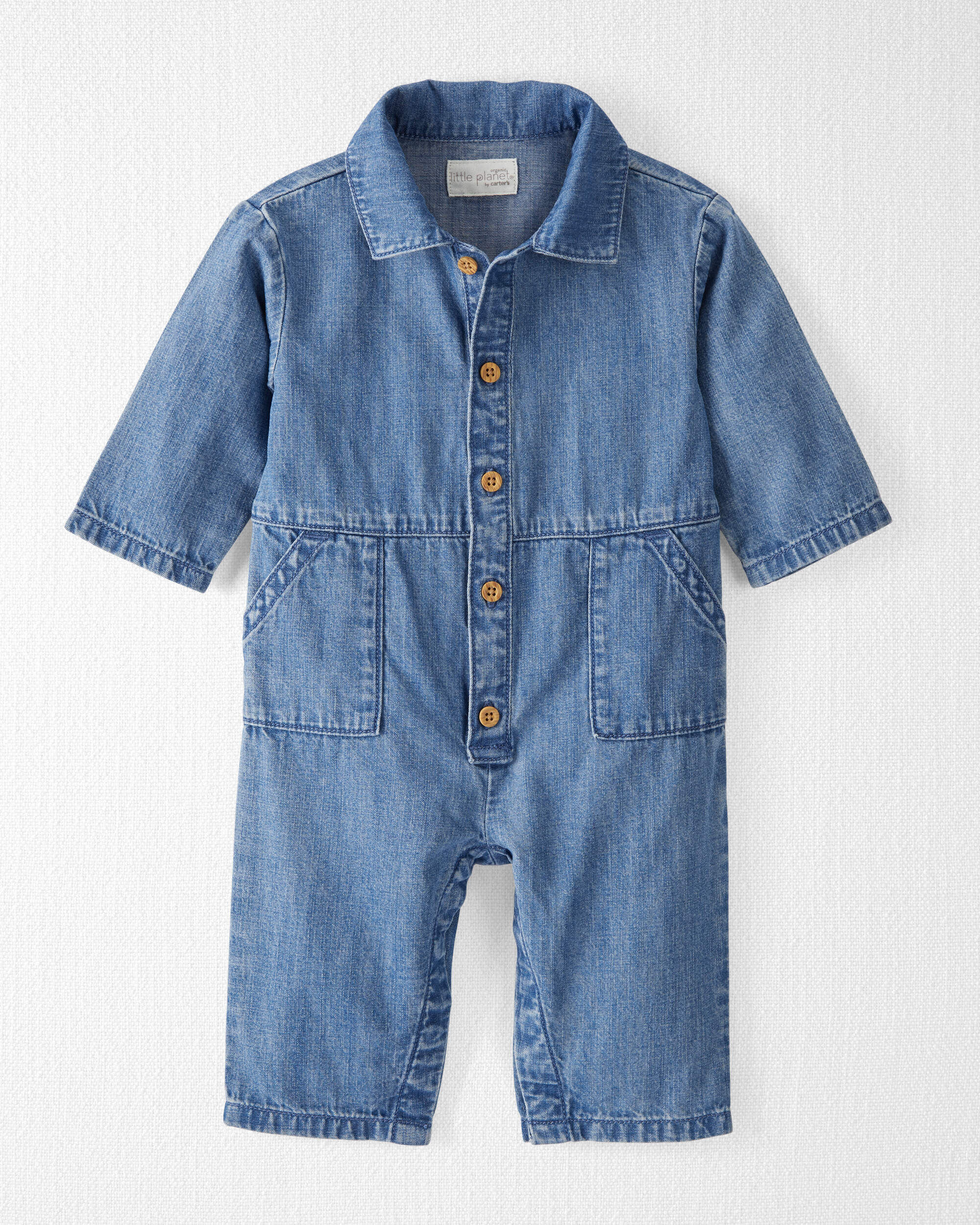 ロンパース・カバーオール organic zoo Blue Gingham Jumpsuit 1-2y Pottery Blue Gingham Artisan Jumpsuit | Organic Zoo