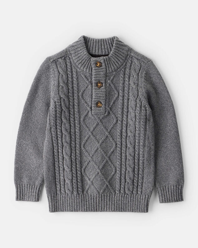 Product image 1 of Toddler Boy Cable-Knit Long-Sleeve Sweater - Grey