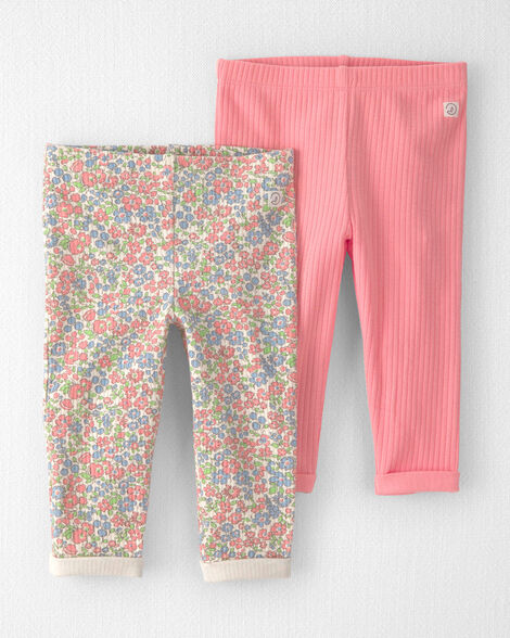 Baby Girl 2-Pack Organic Cotton Rib Leggings