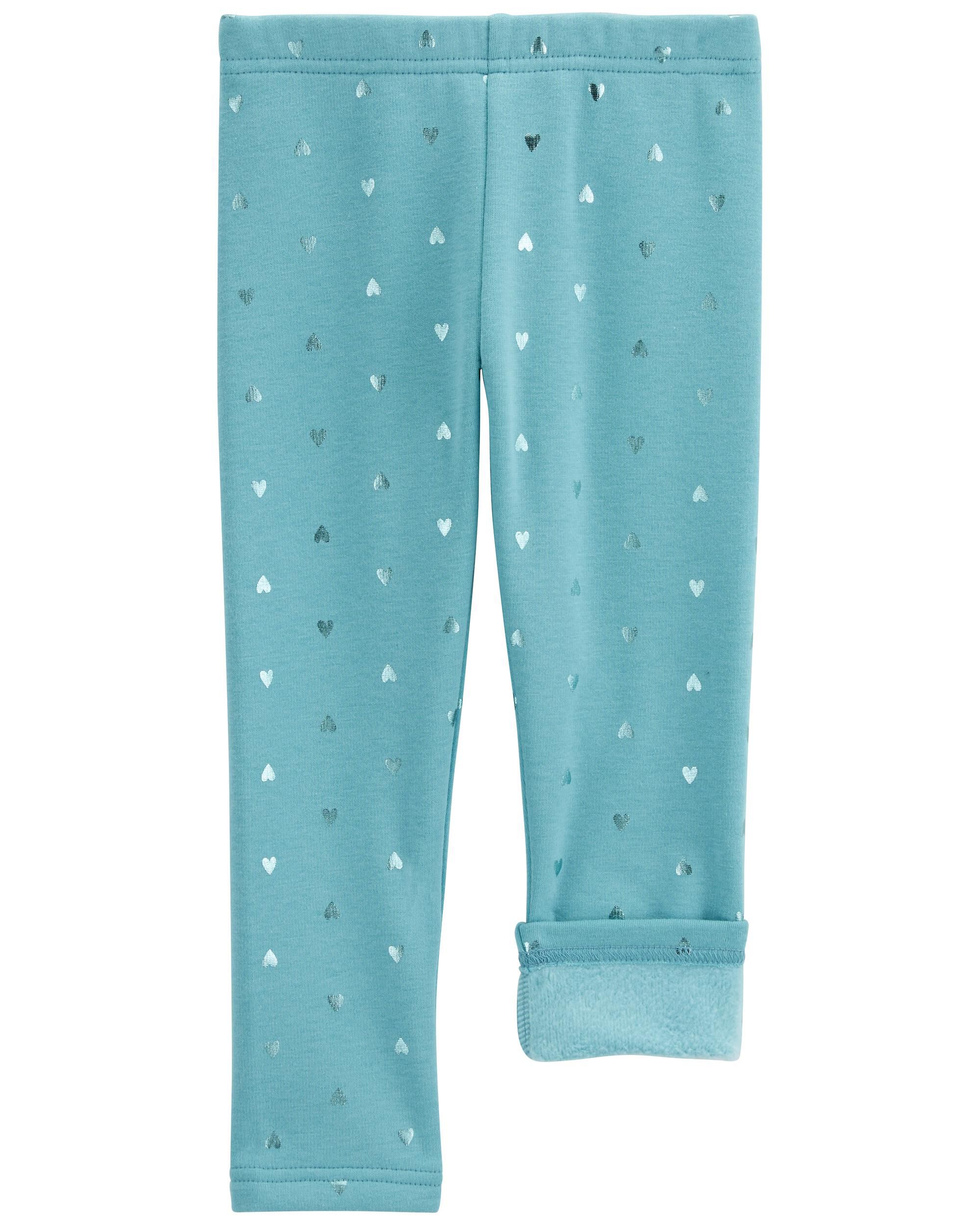 Carter s Baby Girls Shiny Heart Cozy Fleece Leggings 9M Teal