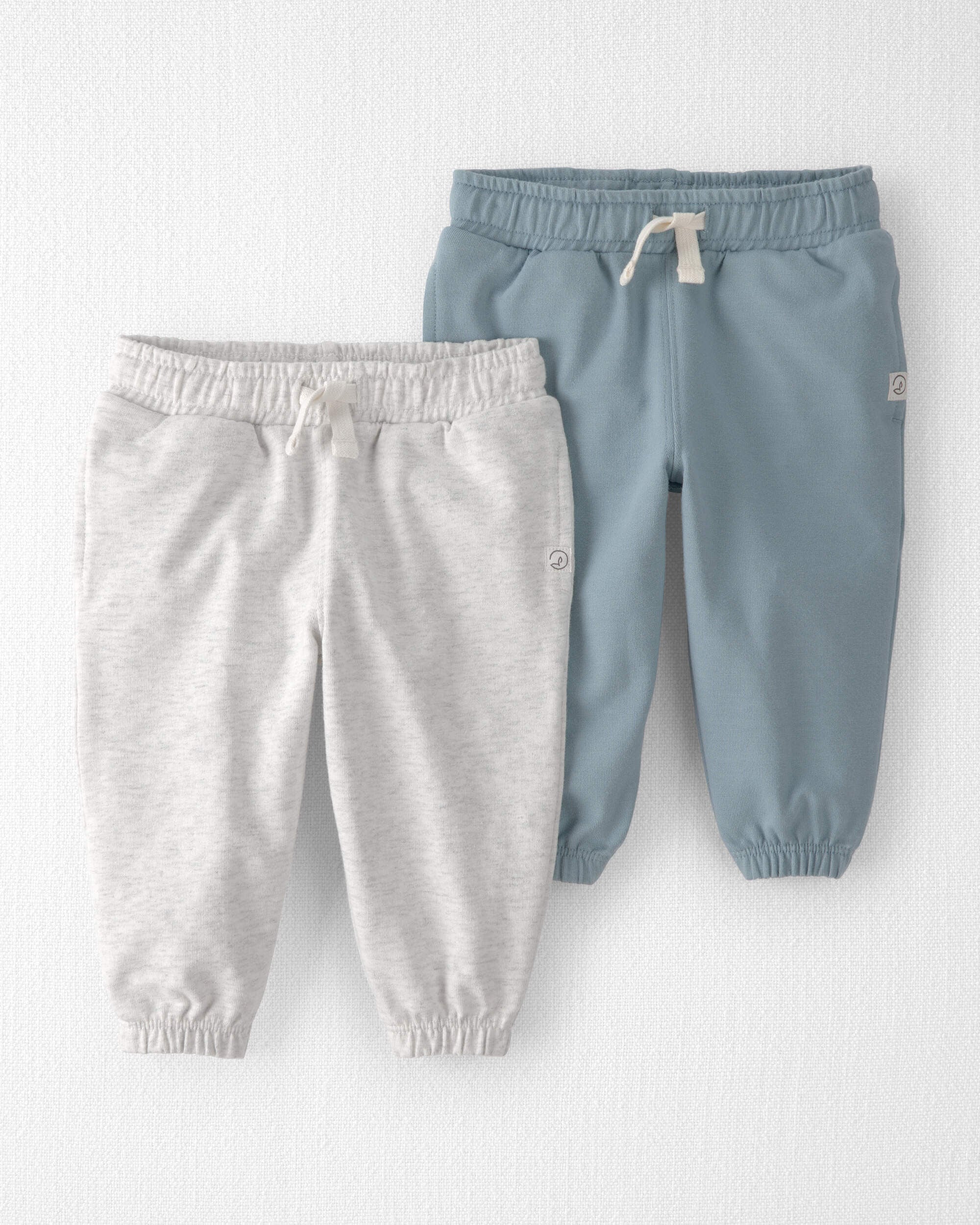 Little Planet Baby 2-Pack Organic Cotton French Terry Sweatpants 12M Blue Creek, Heather Grey