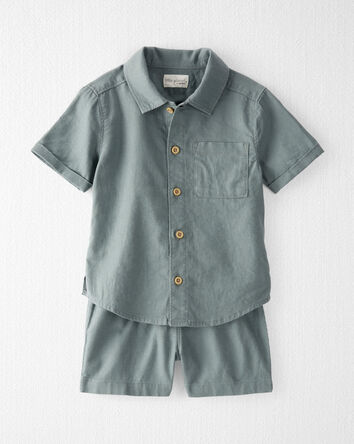 Toddler 2-Piece Button-Front Shirt and Shorts Set Made with LENZING™ ECOVERO™ and Linen