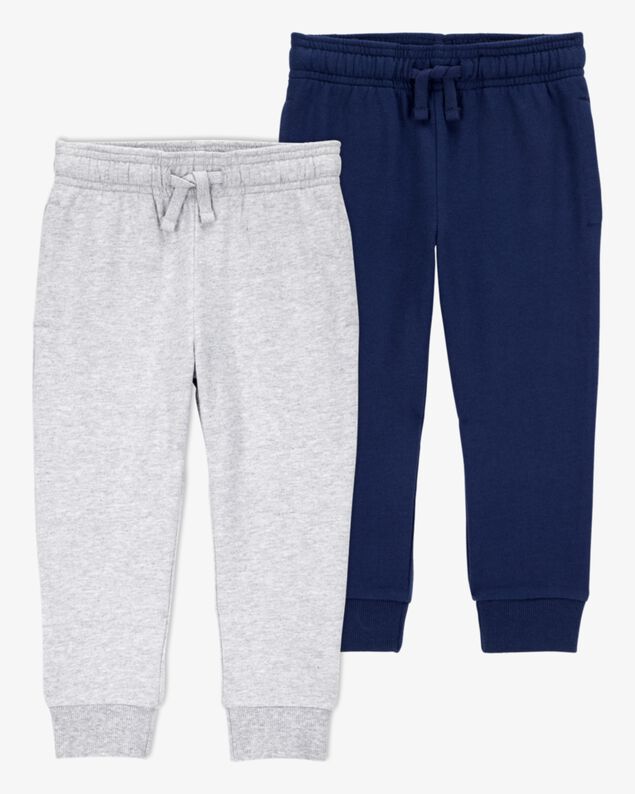Product image 1 of Baby 2-Pack Pull-On Drawstring Joggers - Grey/Navy