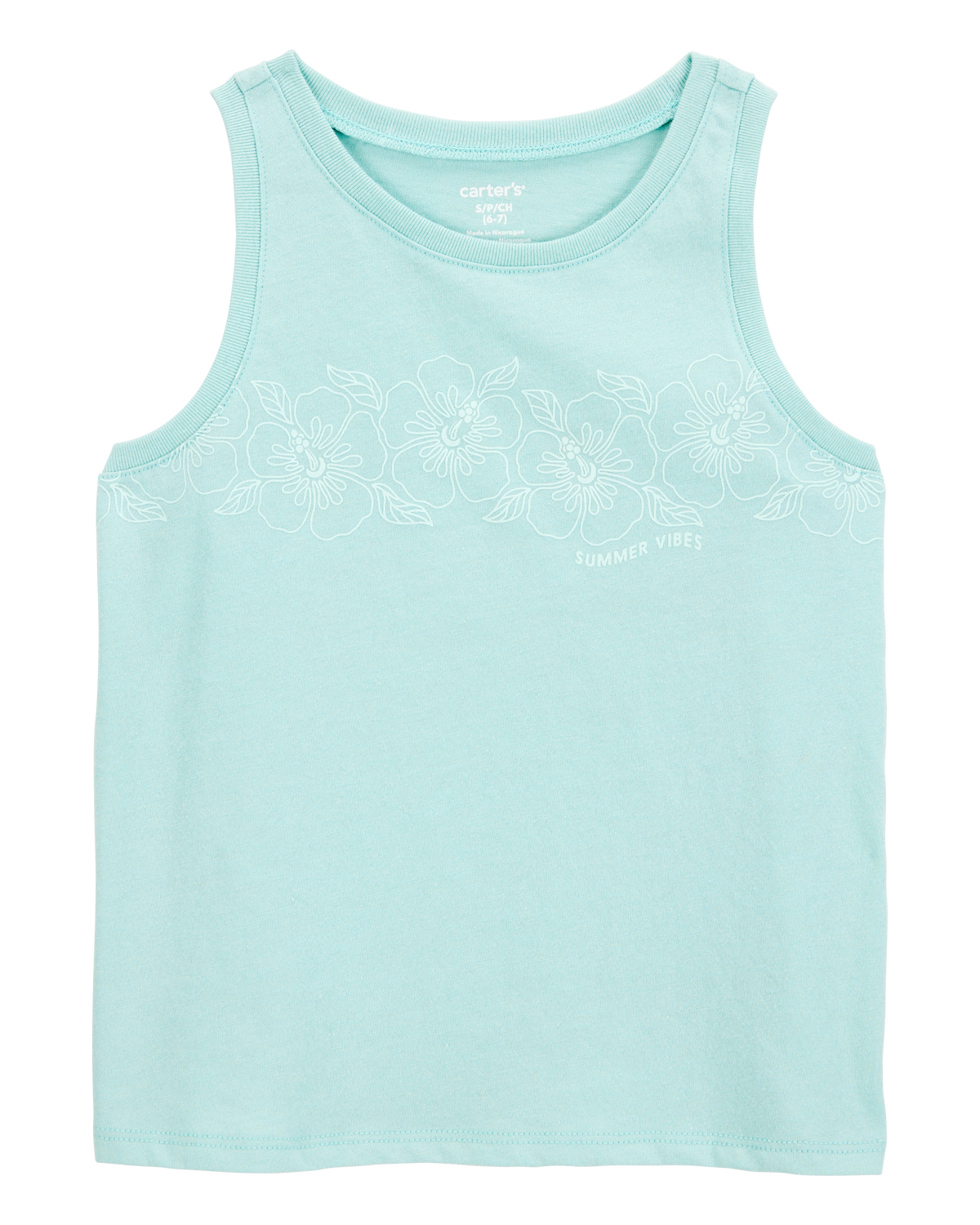 Kid Flower Vintage Muscle Tank - Turquoise - Carter's | Carter's